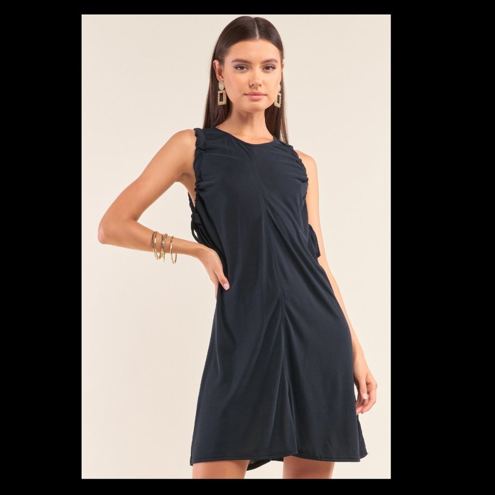 Cute Black Drawstring Dress